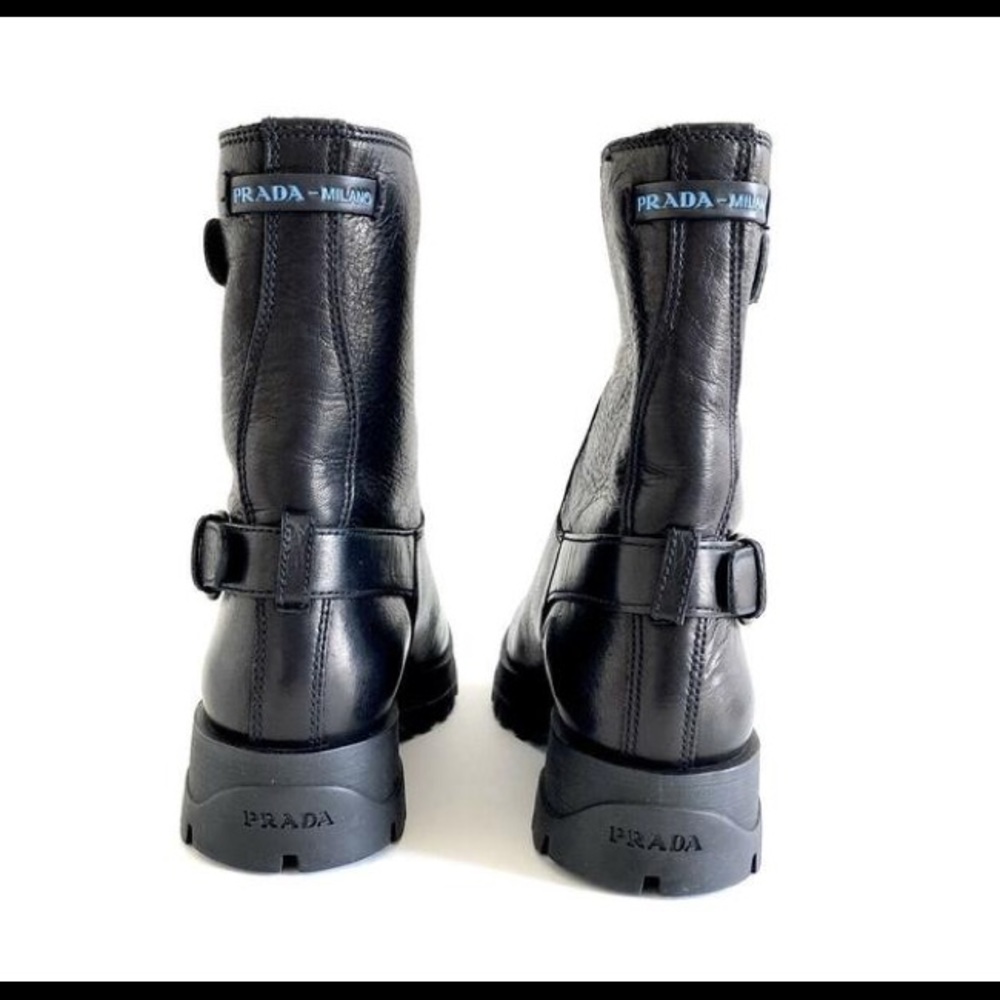 Prada❤️NEW❤️Double Buckle boots black size 10 - Picture 6 of 7